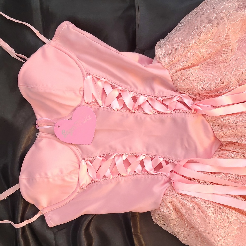 Sugar Thrillz Pink Lace Corset Dress - Picture 2 of 6